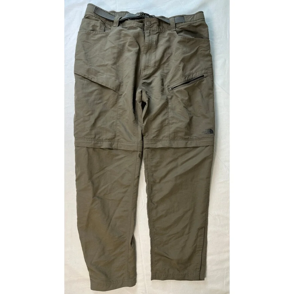 The North Face Convertible Cargo Pants Mens L Olive Green Excellent Zip Off Trek